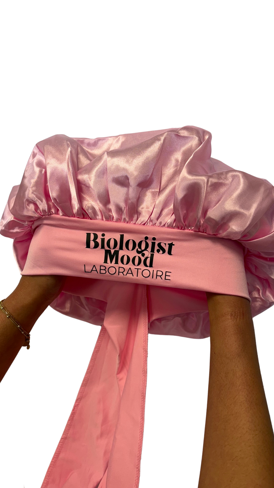 Bonnet en satin anti-frisotis rose Biologist Mood
