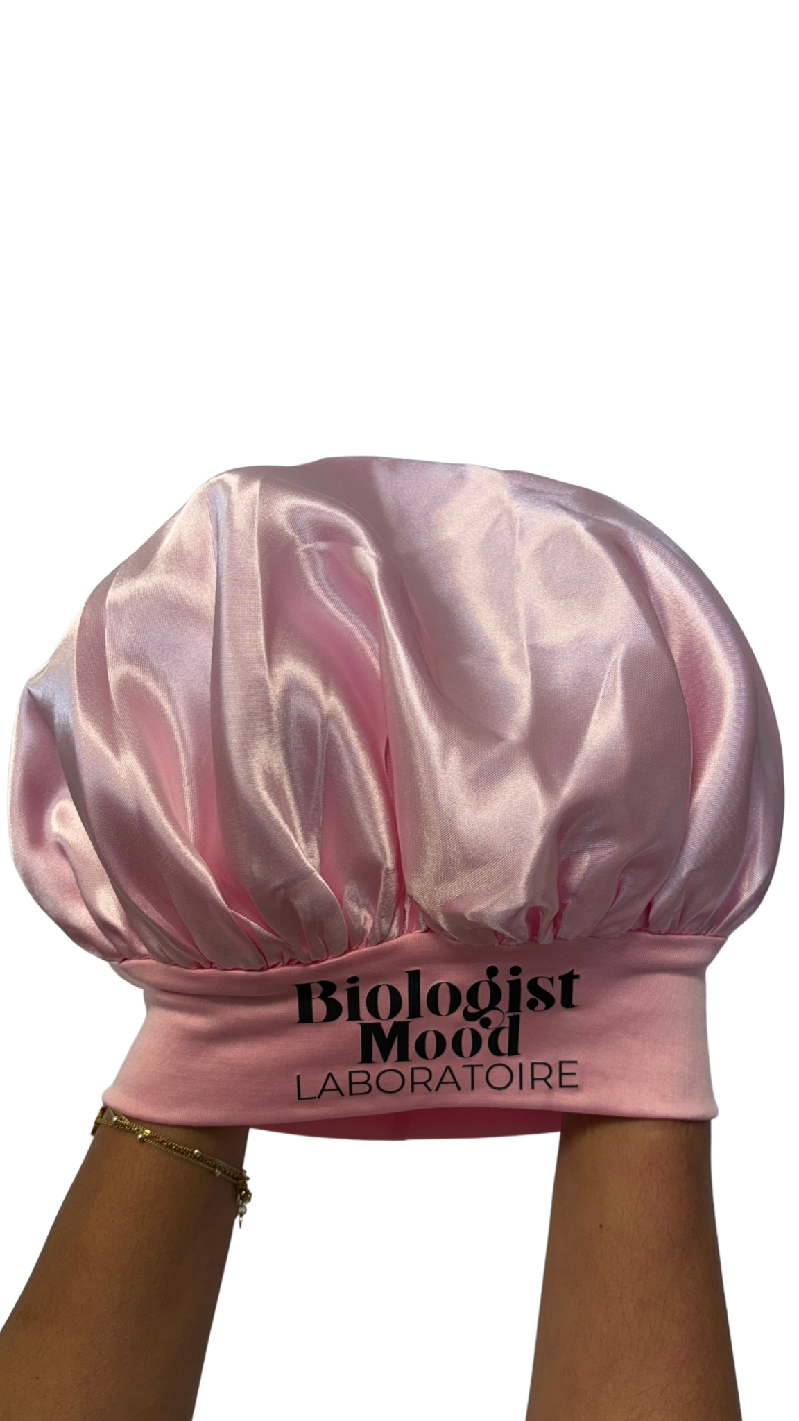 Bonnet en satin anti-frisotis rose Biologist Mood