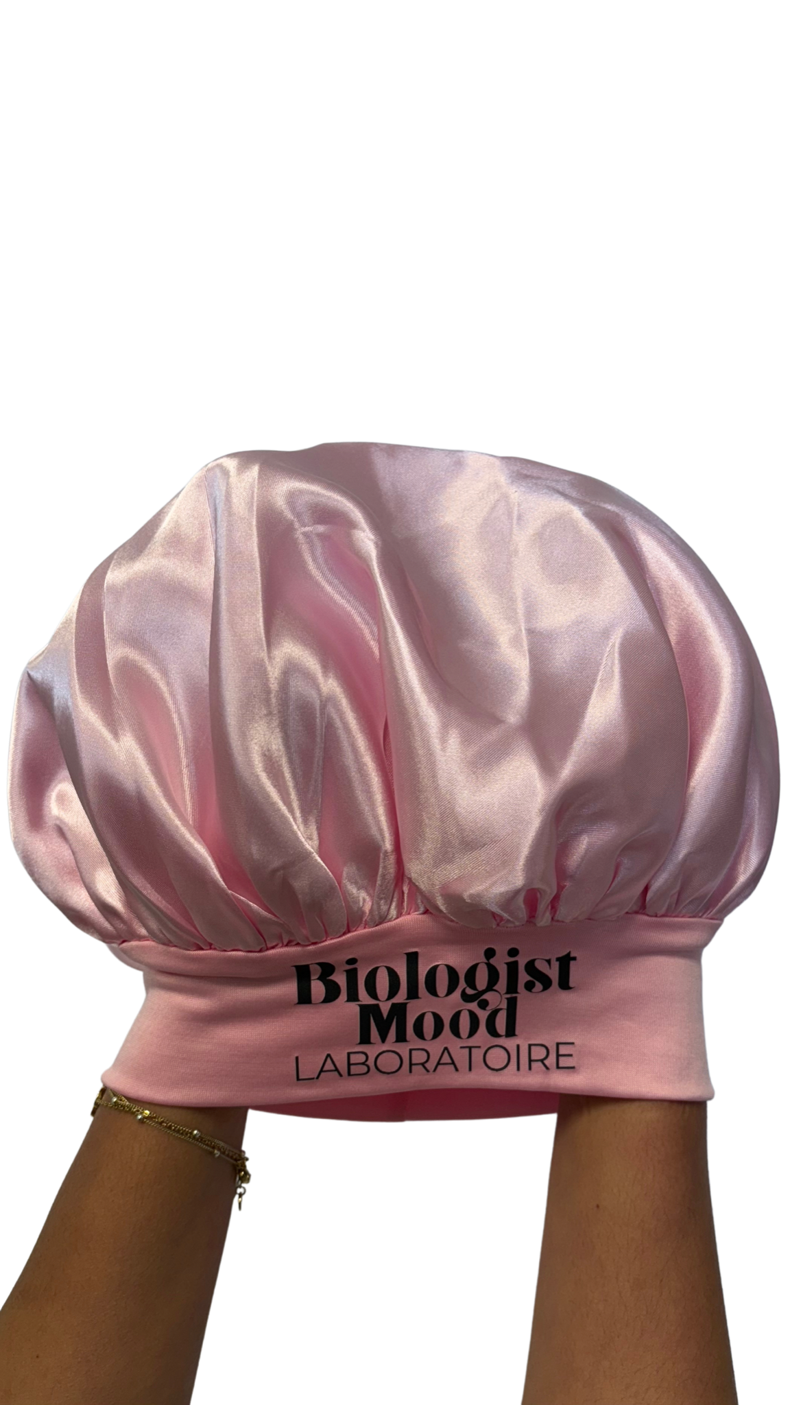 Bonnet en satin anti-frisotis rose Biologist Mood