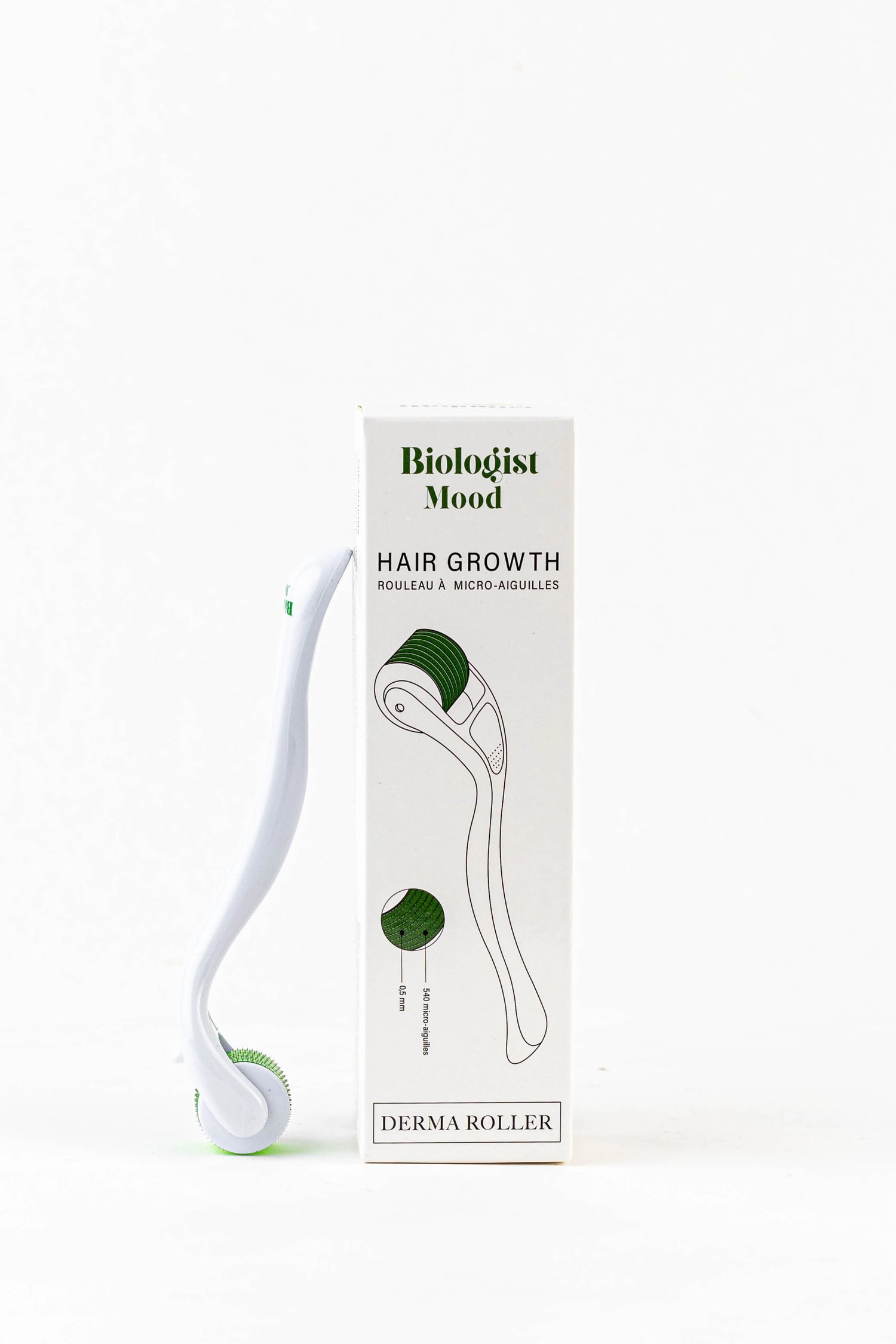 Dermaroller cheveux Biologist Mood 0,5 mm, derma roller à micro-aiguilles pour stimuler la repousse et renforcer les cheveux