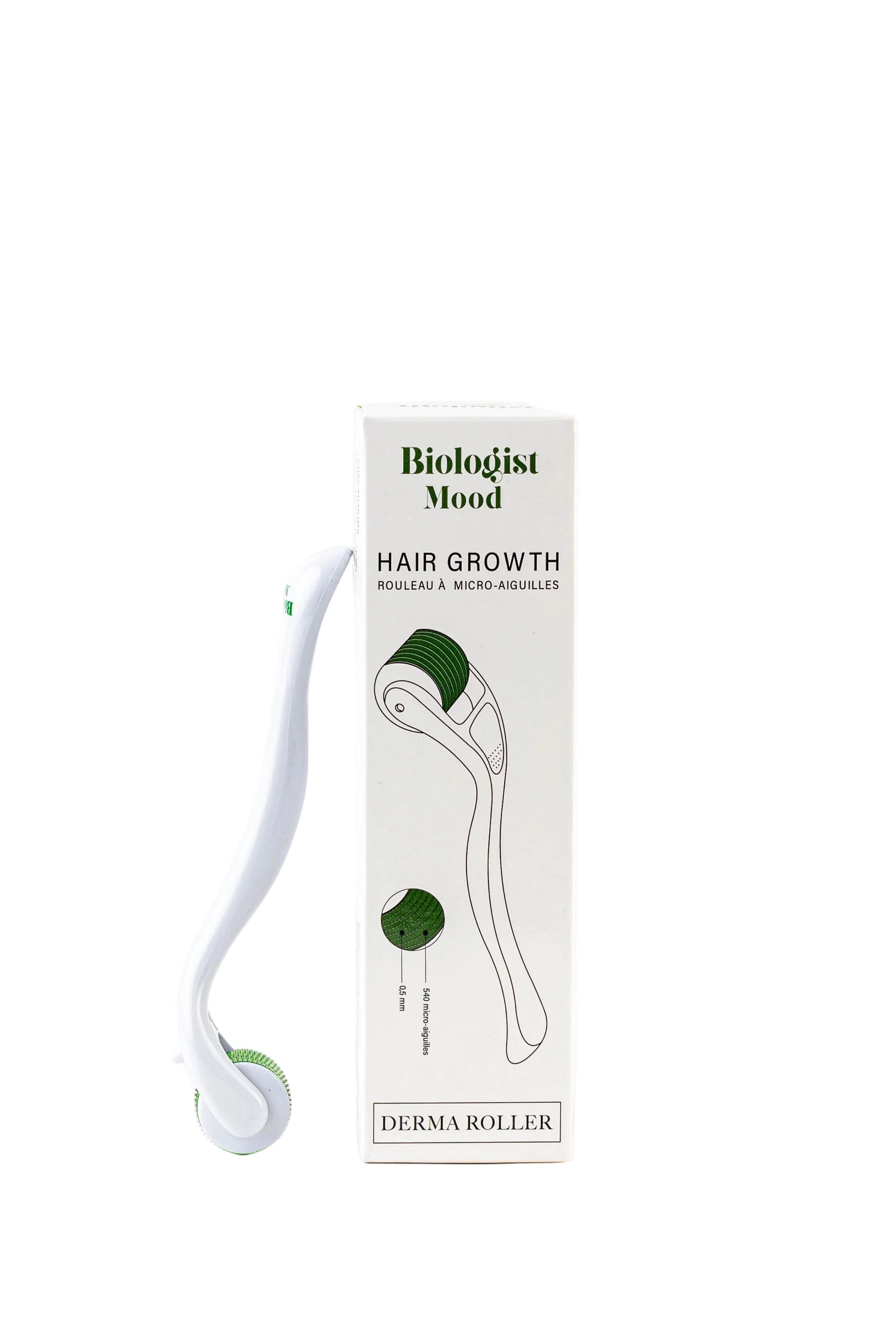 Dermaroller cheveux Biologist Mood 0,5 mm, derma roller à micro-aiguilles pour stimuler la repousse et renforcer les cheveux
