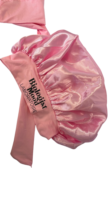 Bonnet en satin anti-frisotis rose Biologist Mood