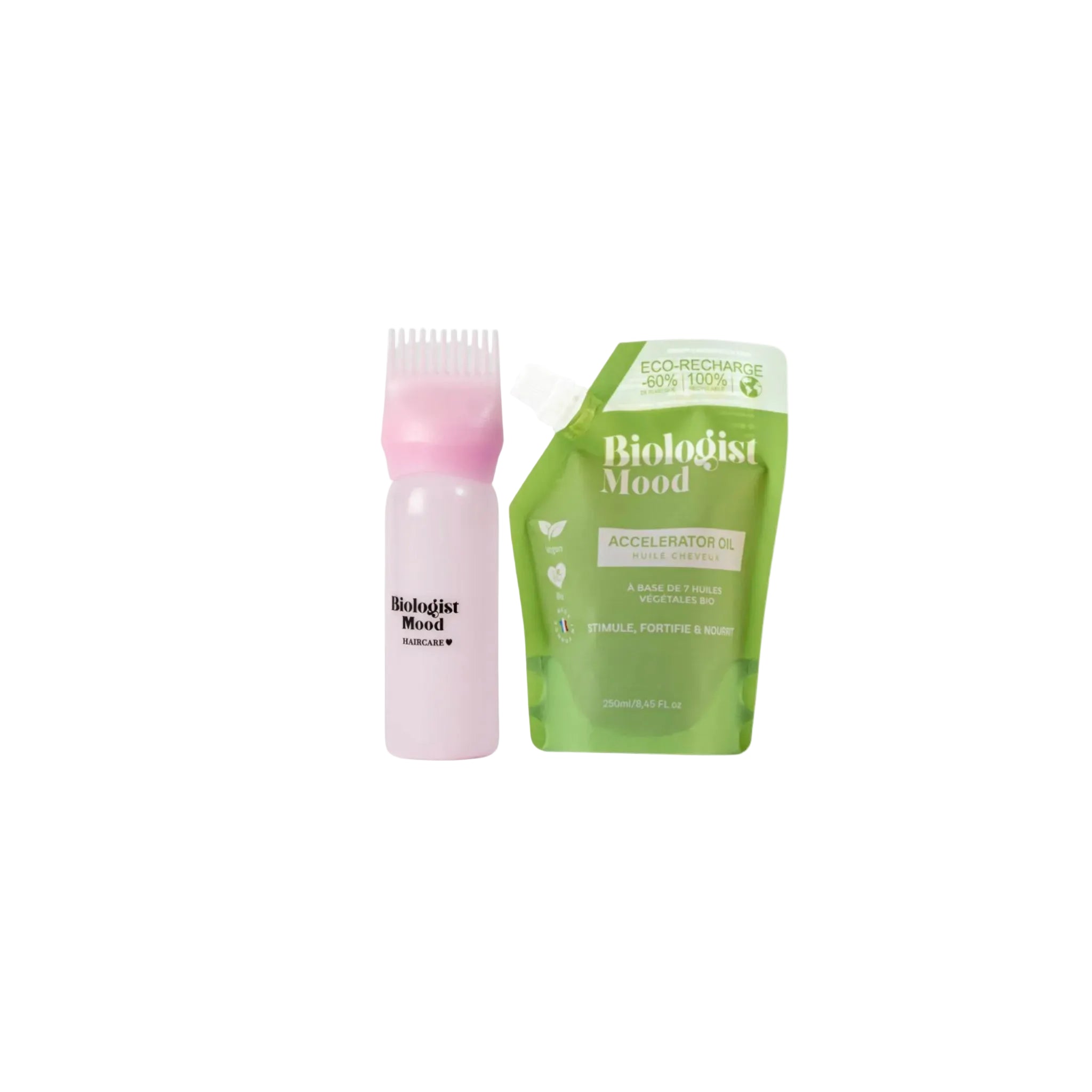 Éco-recharge huile pousse cheveux Biologist Mood 250 ml avec applicateur capillaire pour stimuler la repousse et réduire la chute