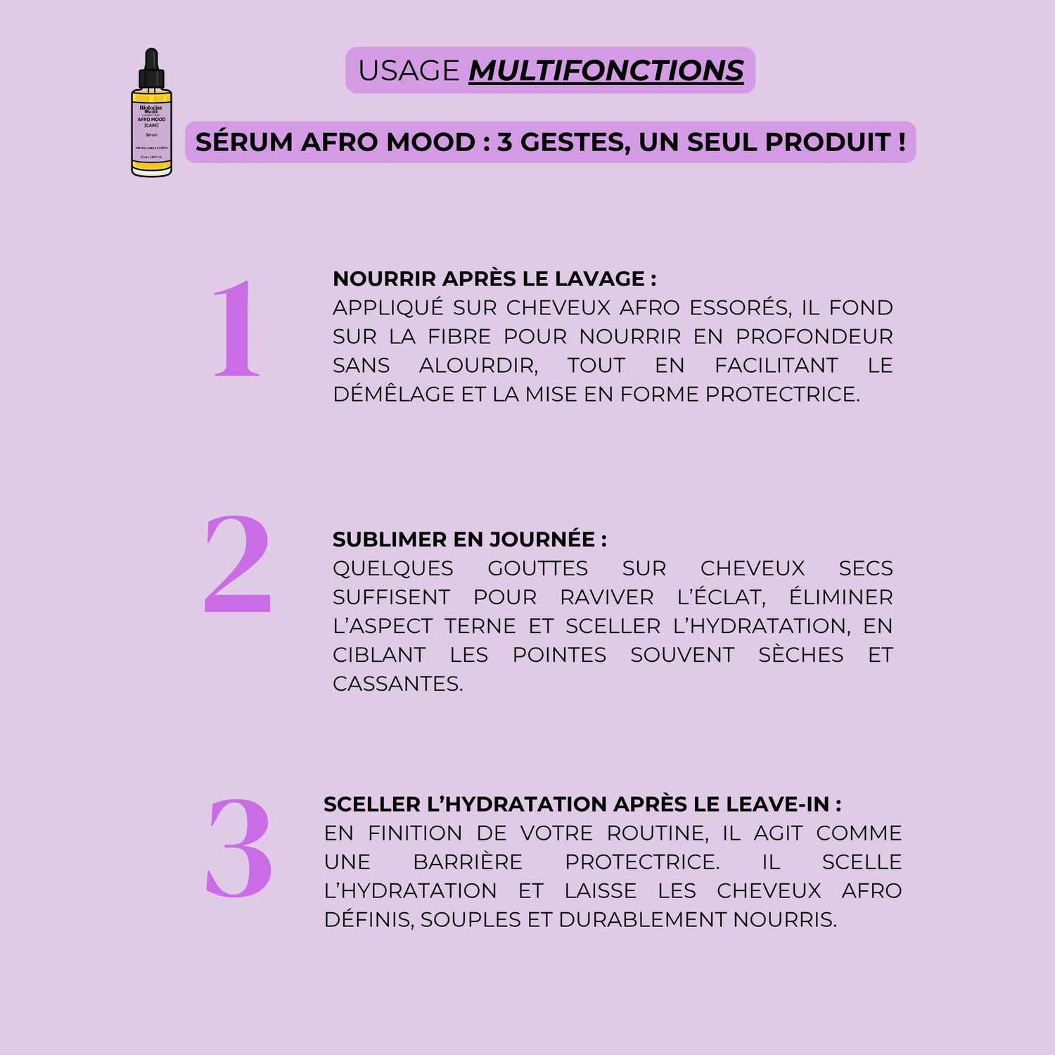 Comment appliquer le sérum cheveux afro – nutrition, anti-frisottis et brillance