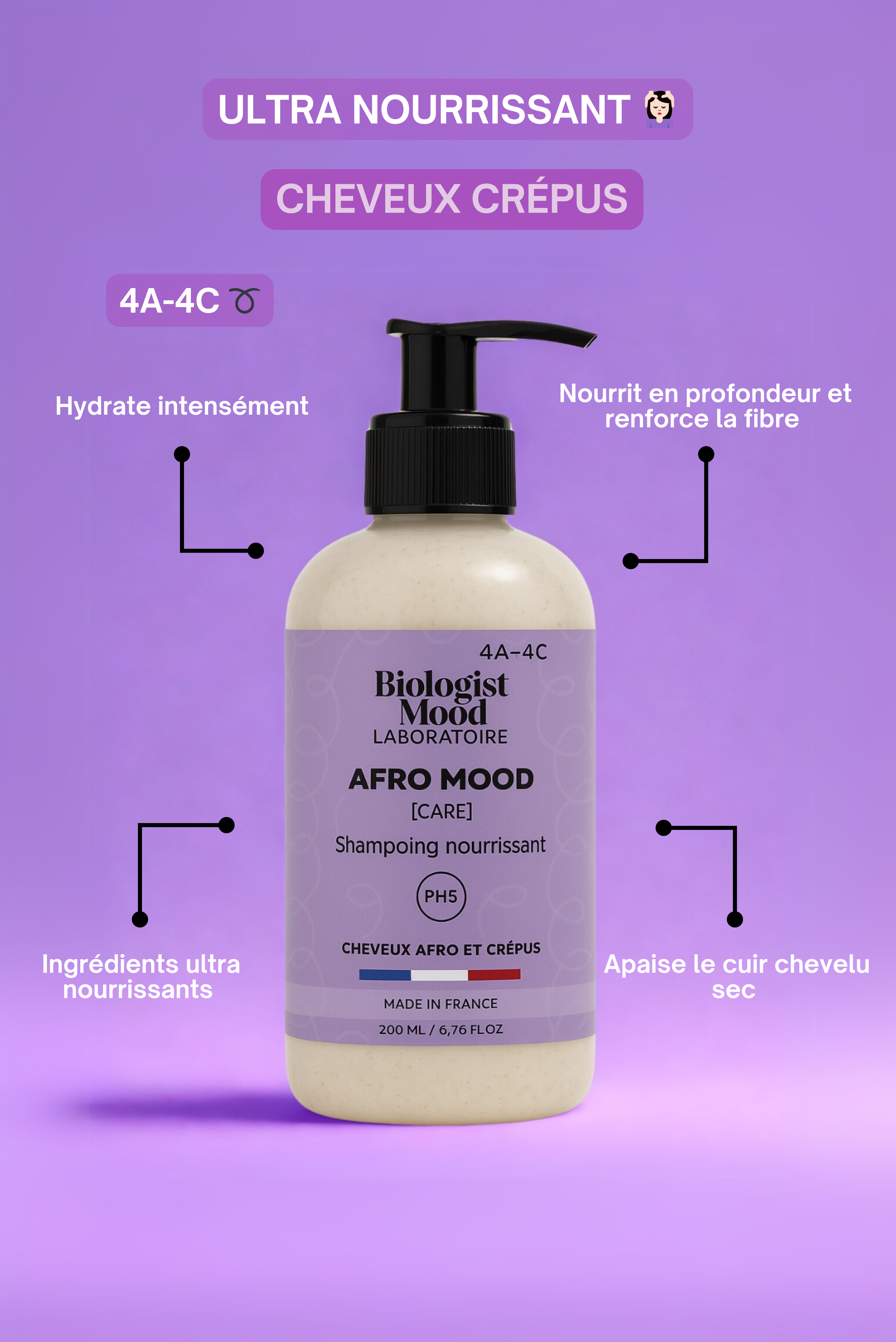 Shampoing Afro/crépus - Ultra nourrissant et assainissant