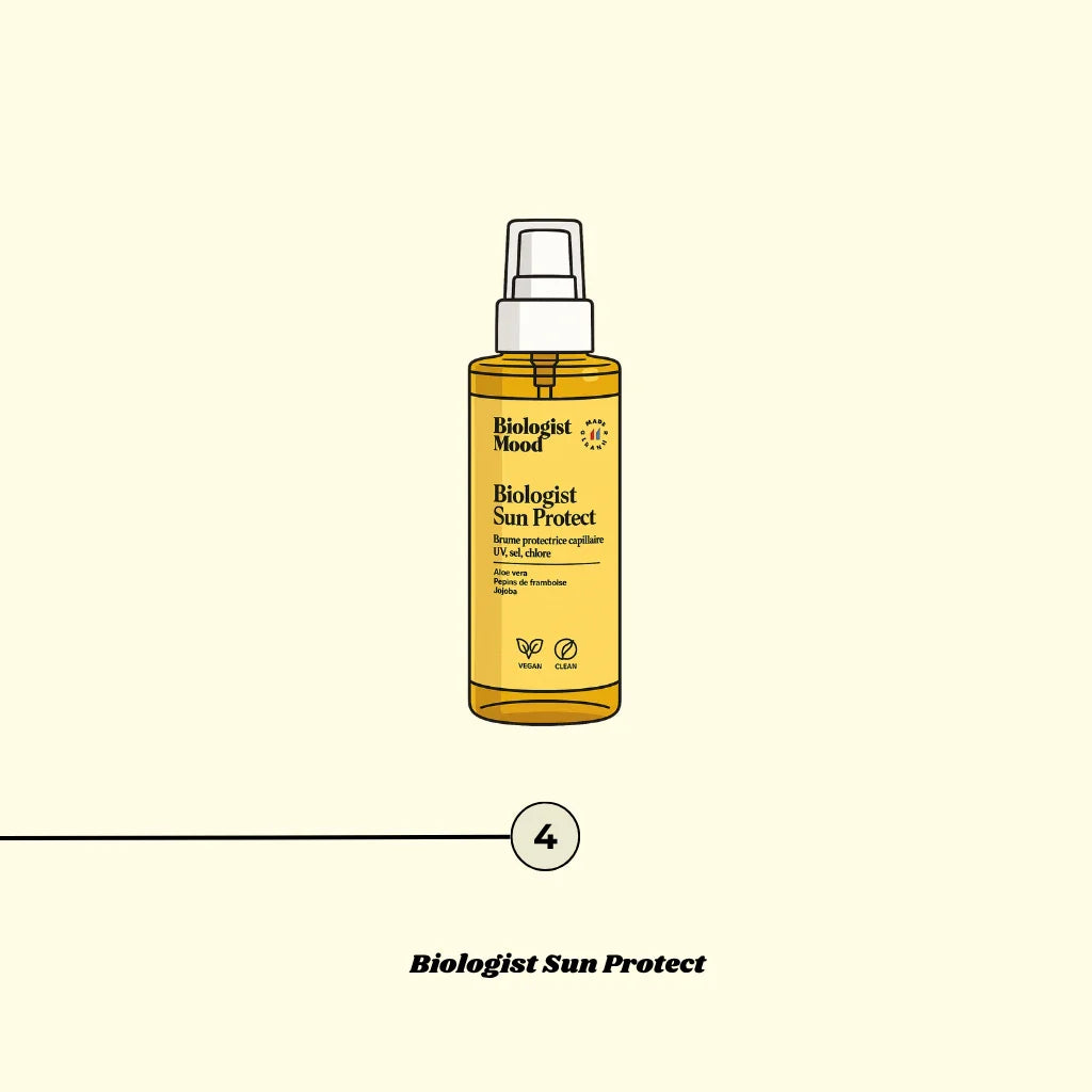 Flacon spray Biologist Sun Protect protection solaire cheveux pour protéger les cheveux des UV