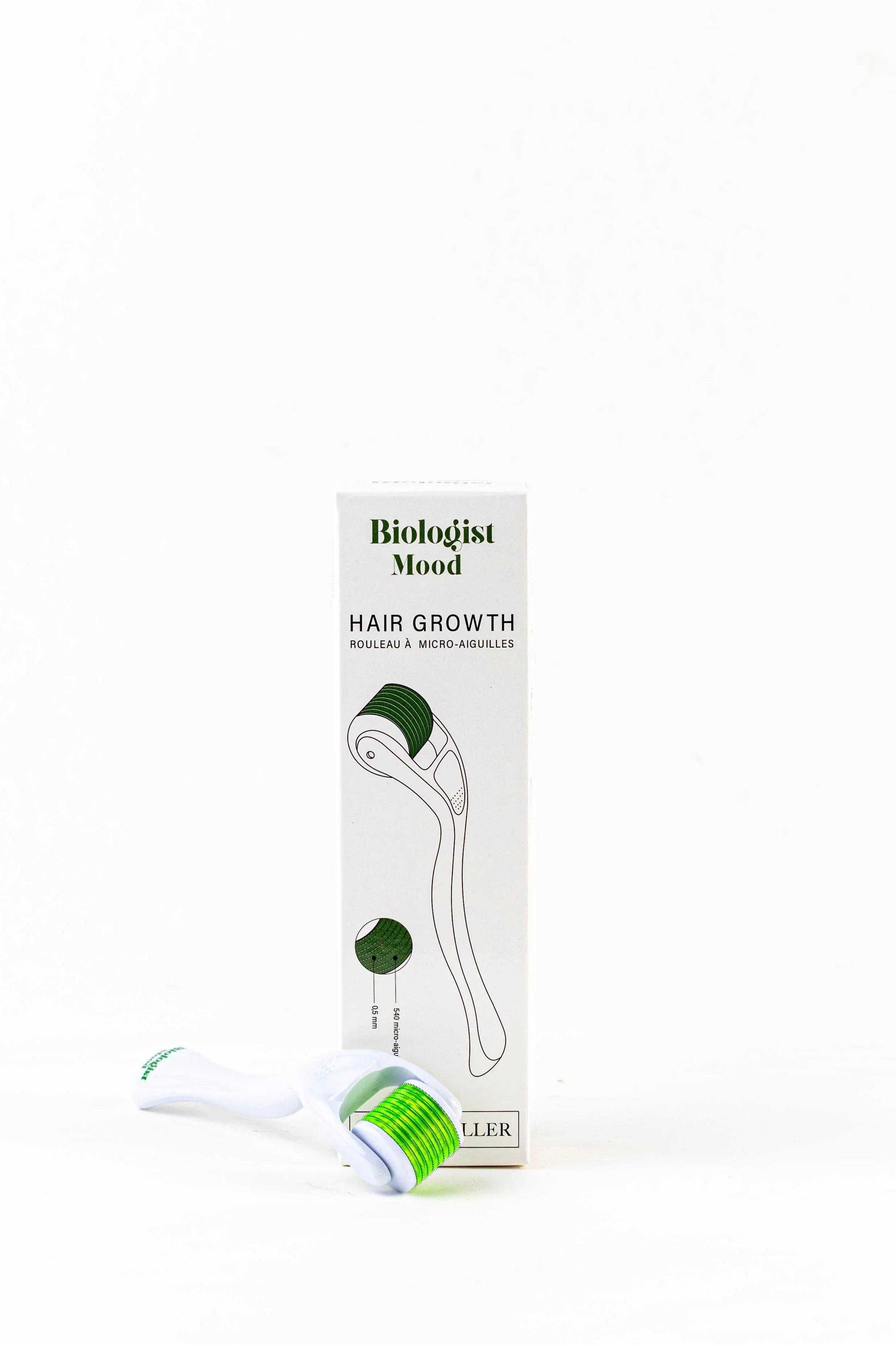 Dermaroller cheveux Biologist Mood avec micro-aiguilles pour stimuler la pousse des cheveux et lutter contre la chute capillaire