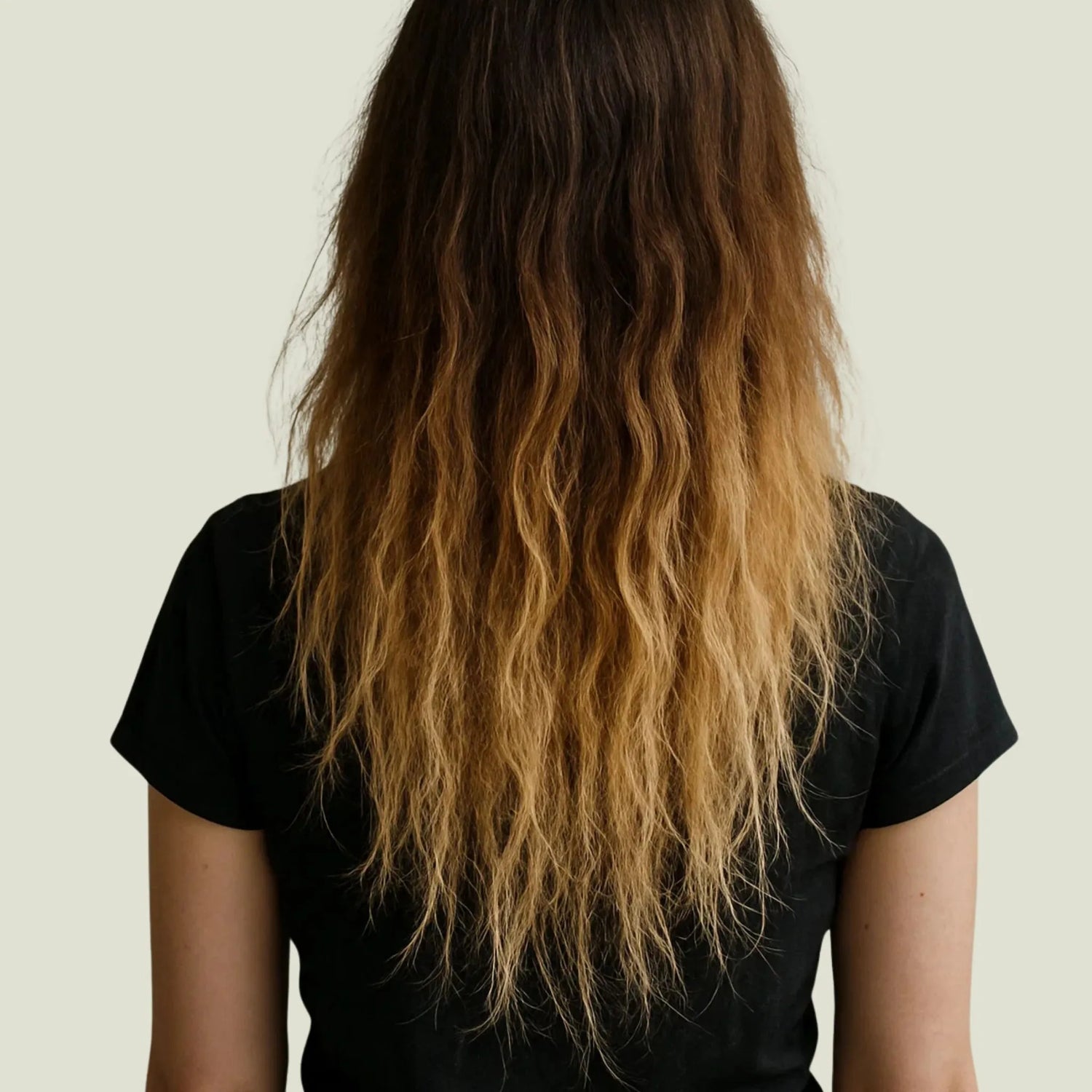 Cheveux abîmés secs et cassants avant un soin réparateur pour retrouver une chevelure saine