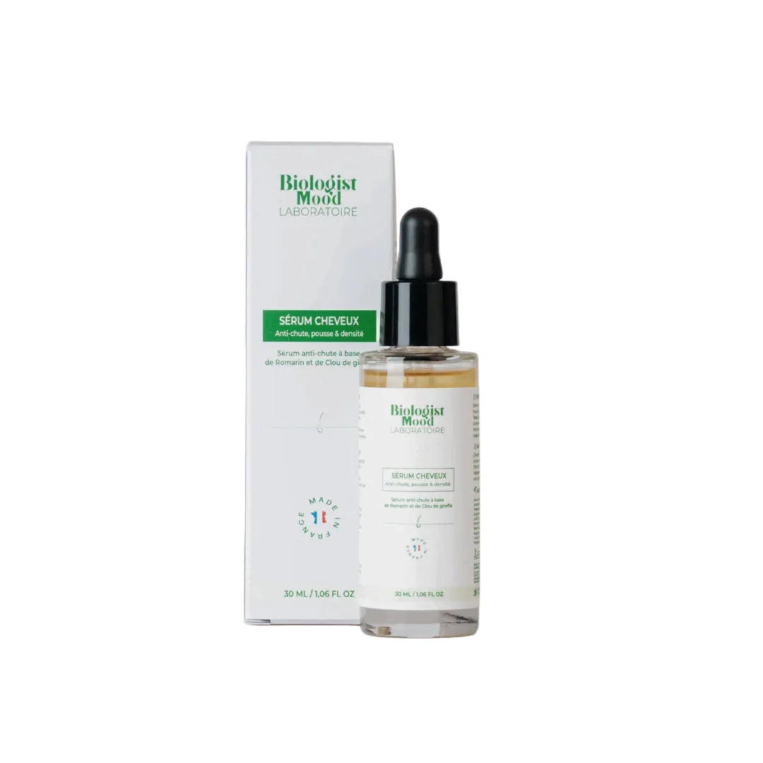 Rosemary hair growth oil serum in dropper bottle, natural treatment to reduce hair loss, stimulate scalp and strengthen hair follicles