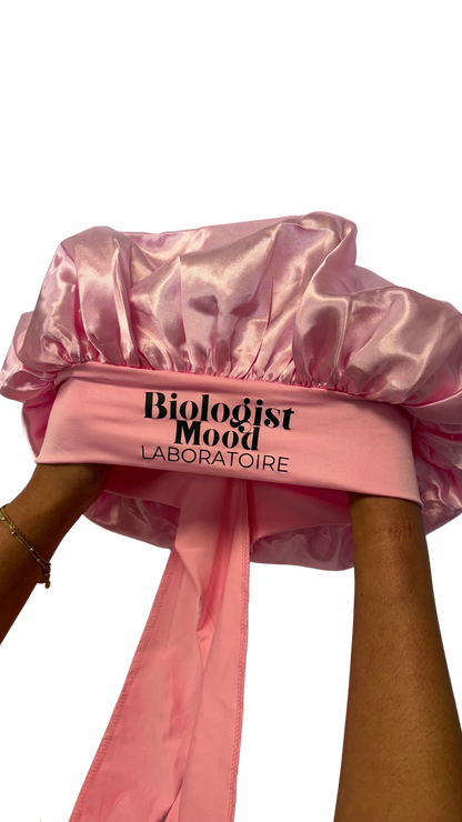 Bonnet en satin anti-frisotis rose Biologist Mood