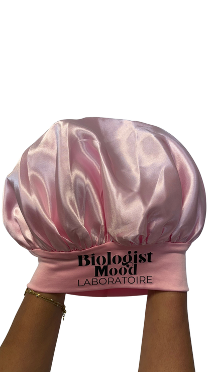 Bonnet en satin anti-frisotis rose Biologist Mood