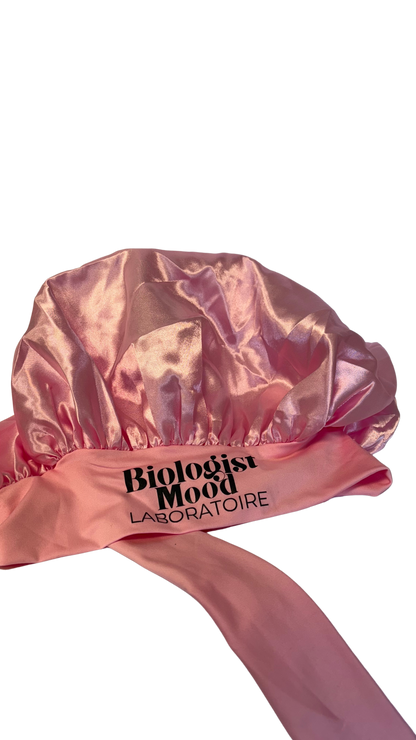 Bonnet en satin anti-frisotis rose Biologist Mood