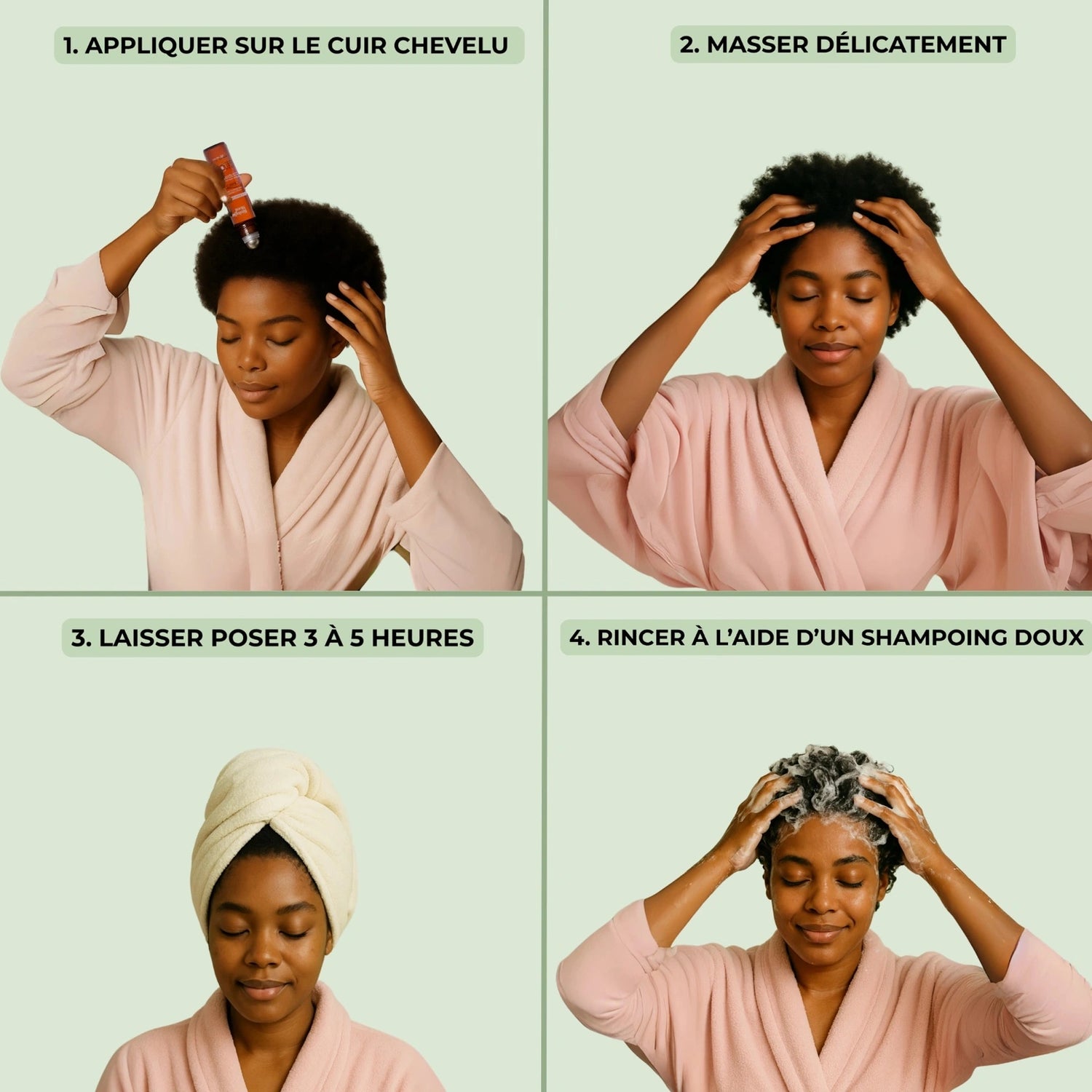  Mode d’emploi huile cheveux Biologist Mood – appliquer, masser, laisser poser et rincer avec un shampoing doux.