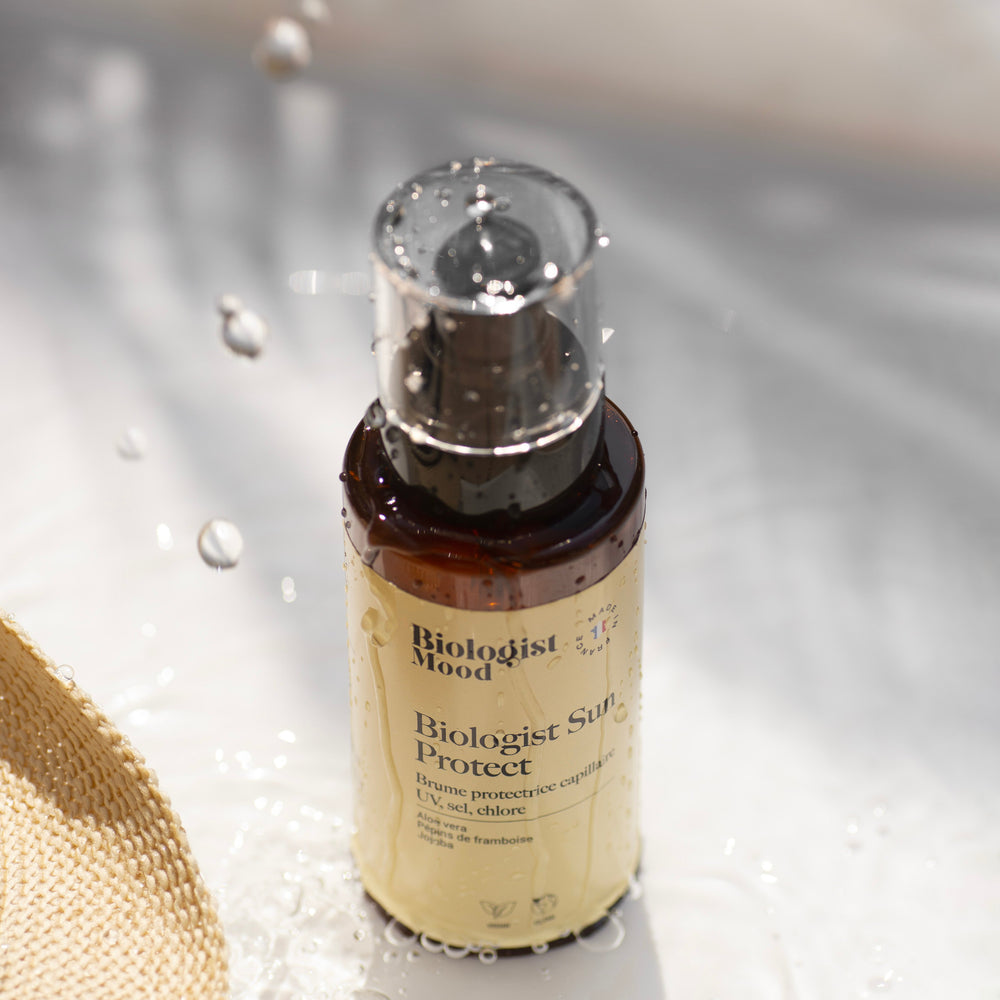 Protection solaire pour cheveux abîmés résistante à l'eau, idéale après baignade