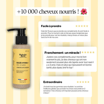 Avis sur la gelée capillaire hydratante Hydra Plus pour cheveux bouclés et crépus, idéale pour hydrater, définir les boucles et limiter les frisottis