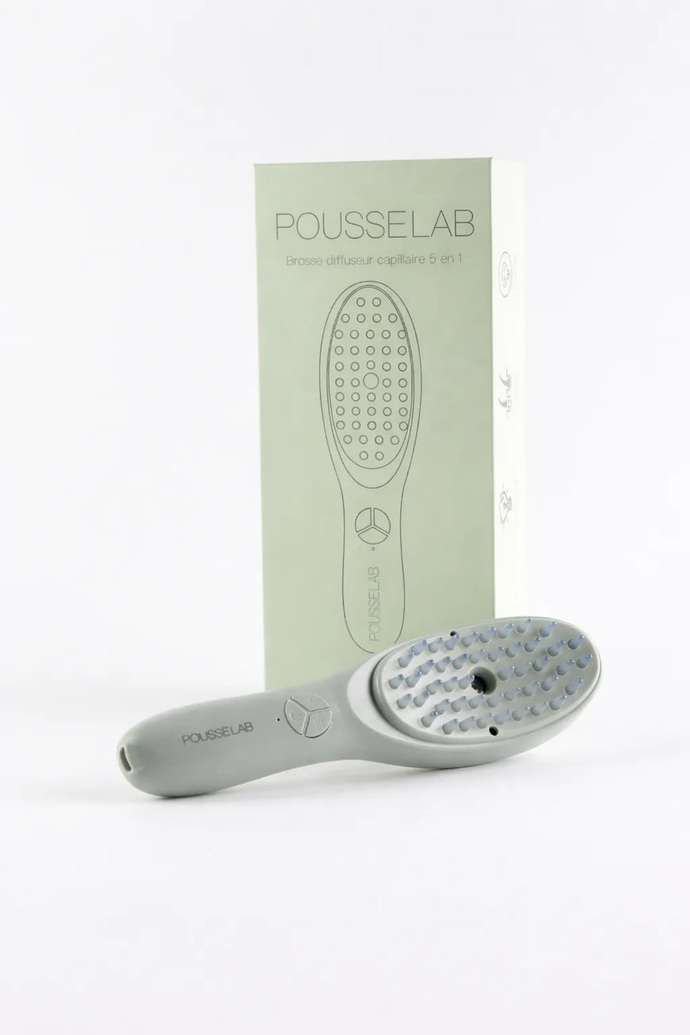 Brosse 5 en 1 cuir chevelu avec picots massants et packaging pour stimuler la pousse des cheveux et la circulation sanguine Biologist Mood