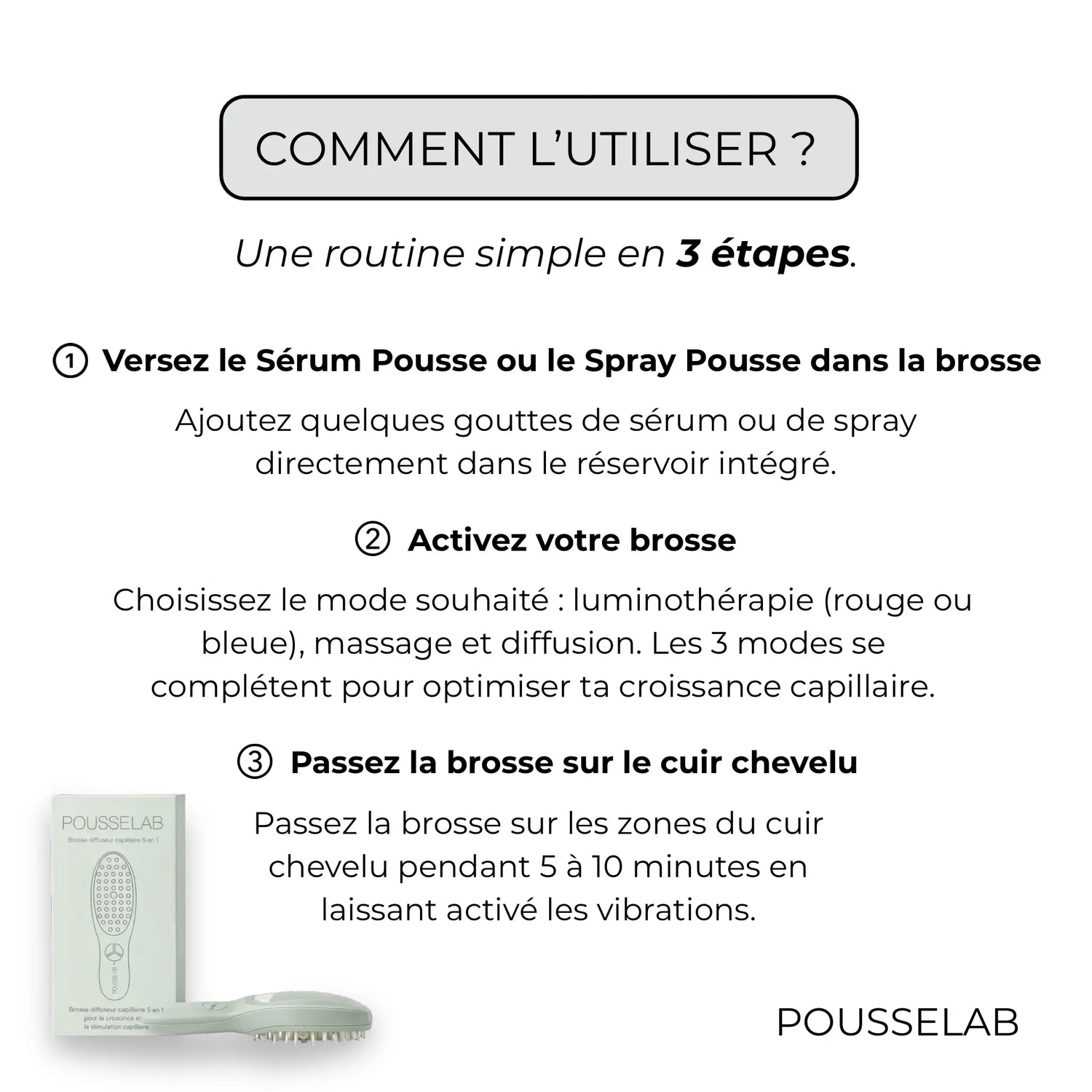 brosse luminothérapie cuir chevelu Biologist Mood stimulation pousse cheveux massage capillaire 5 en 1