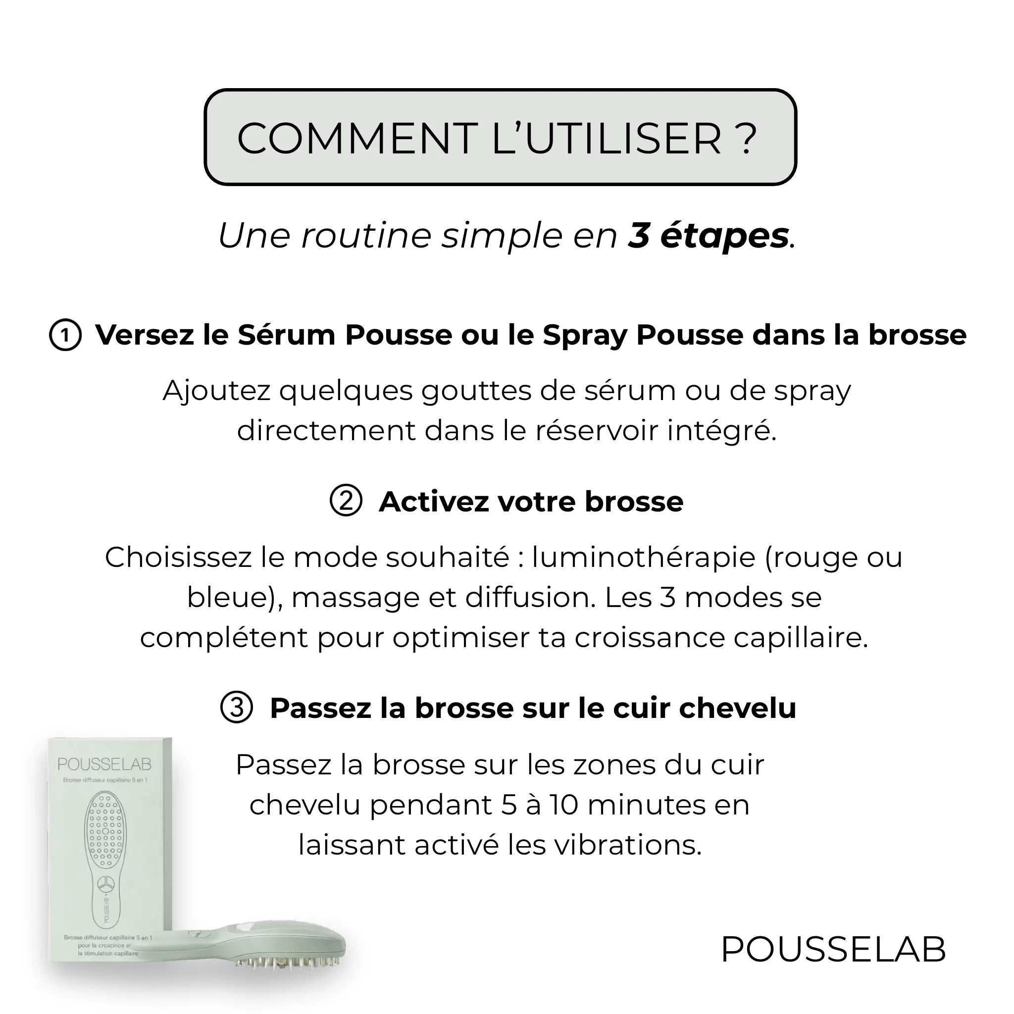 brosse luminothérapie cuir chevelu Biologist Mood stimulation pousse cheveux massage capillaire 5 en 1