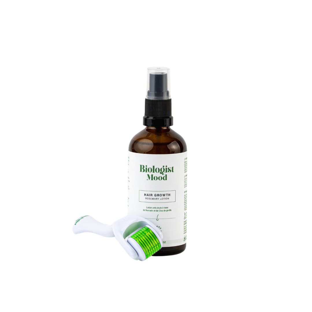 Romarin Cheveux: lotion et Dermaroller cheveux pour stimuler la pousse