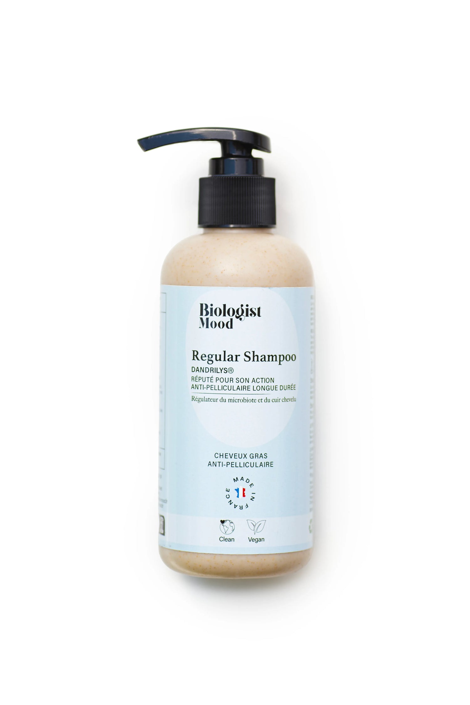 Flacon du shampoing sans sulfate purifiant, vu de face sur fond blanc