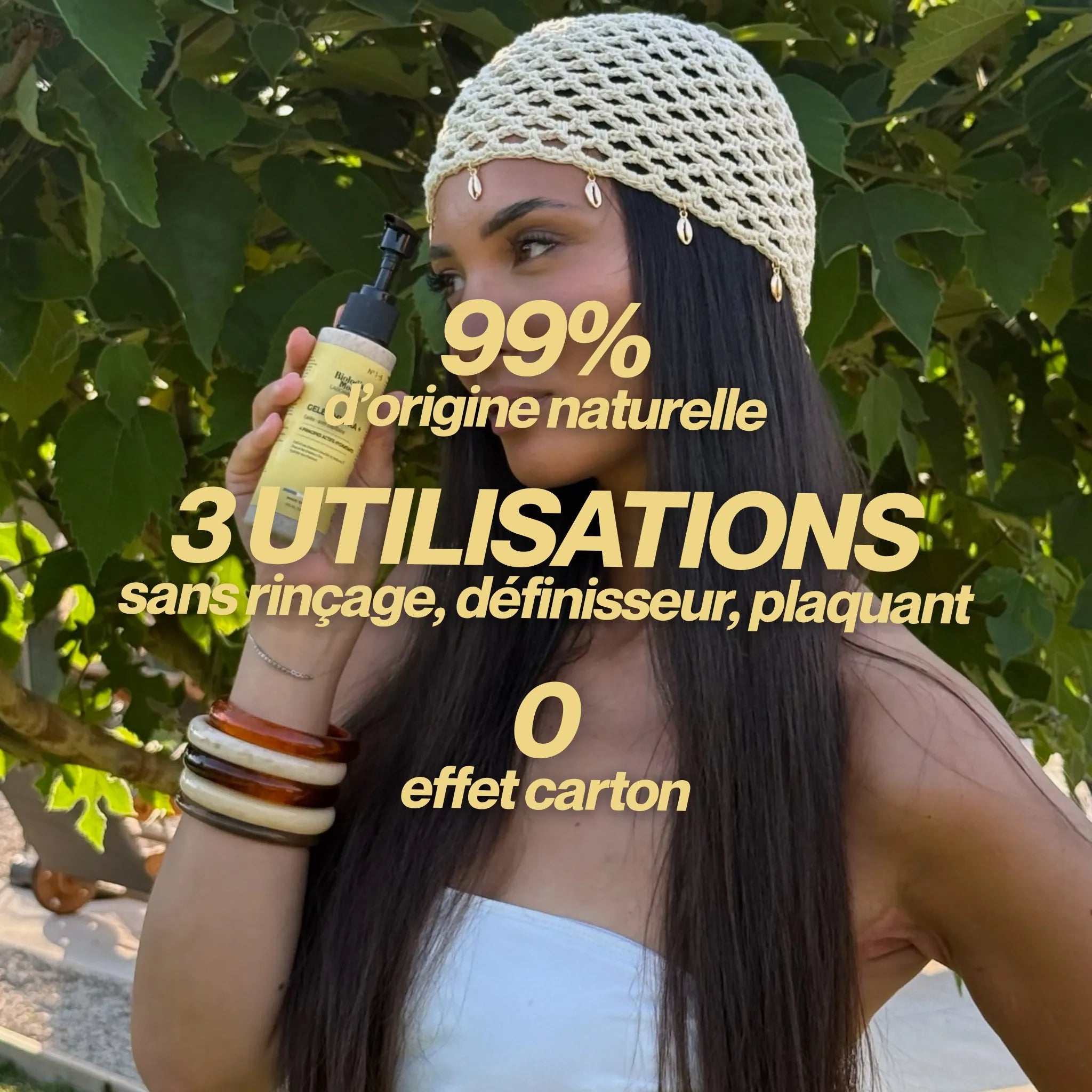 Gelée capillaire naturelle à 99 % d’origine naturelle pour hydrater les cheveux bouclés, définir les boucles et plaquer les cheveux sans rinçage