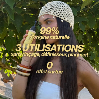 Gelée capillaire naturelle à 99 % d’origine naturelle pour hydrater les cheveux bouclés, définir les boucles et plaquer les cheveux sans rinçage