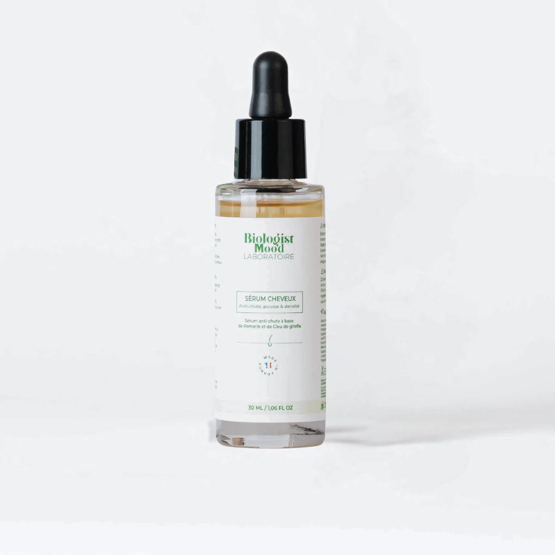 Huile pour pousse cheveux en flacon pipette – soin naturel pour la repousse