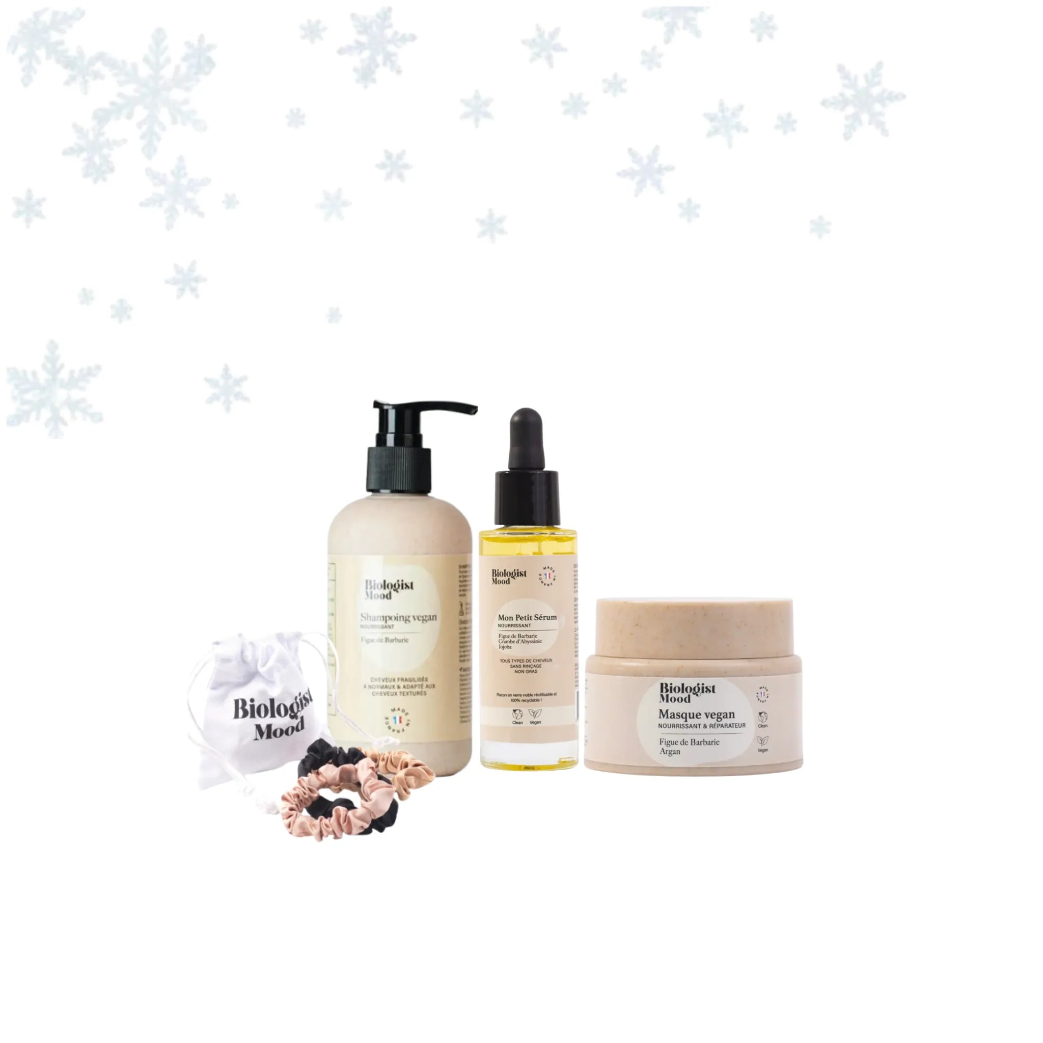 Gamme capillaire végane nourrissante Biologist Mood à la figue de barbarie : shampoing, masque, sérum et accessoires pour nourrir, réparer et sublimer tous types de cheveux
