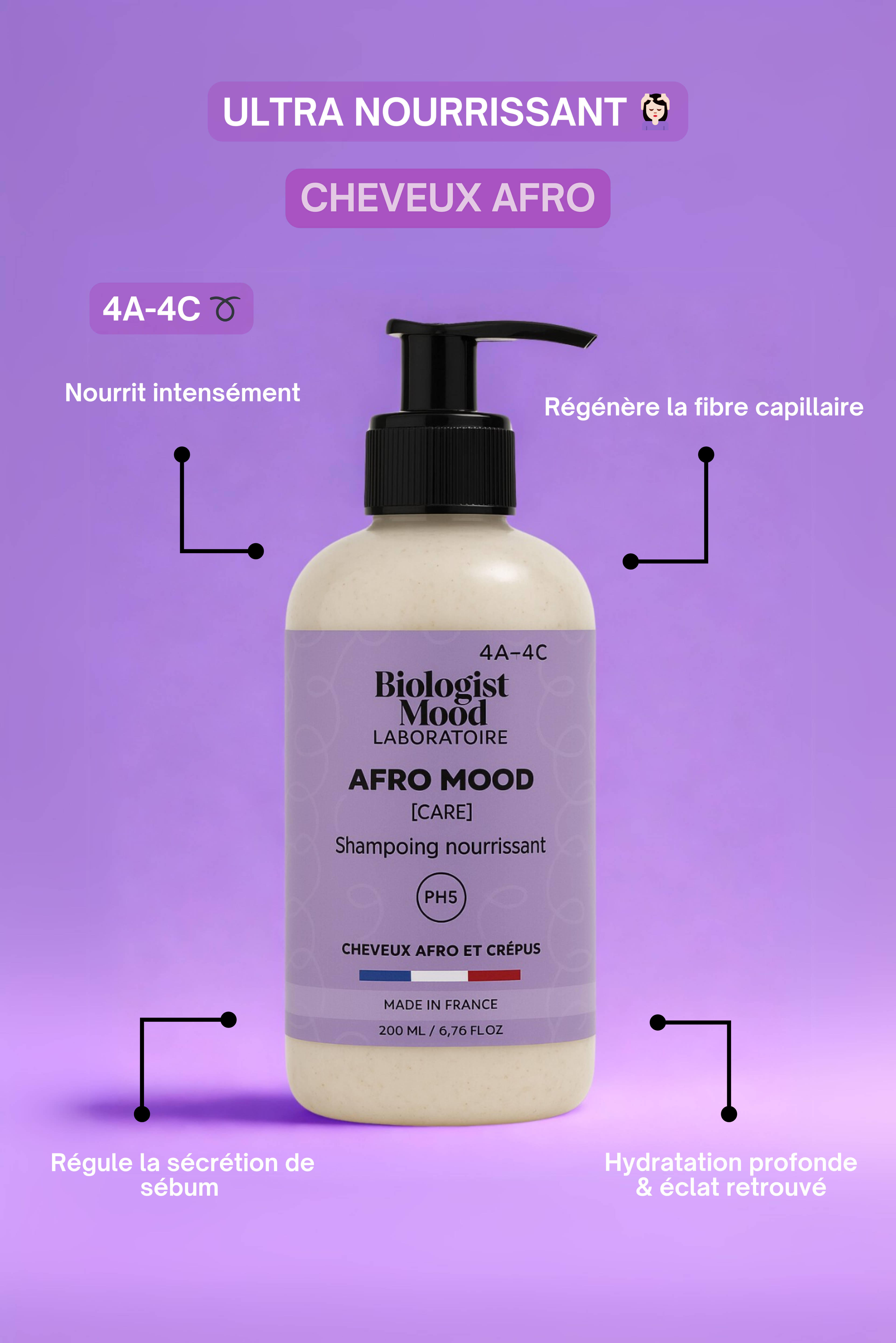 Shampoing Afro/crépus - Ultra nourrissant et assainissant