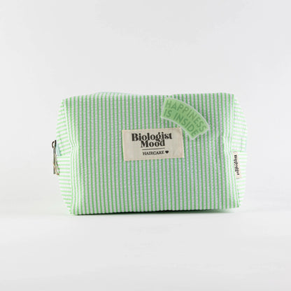 trousse de toilette verte rayée Biologist Mood accessoire rangement soins cheveux été pratique